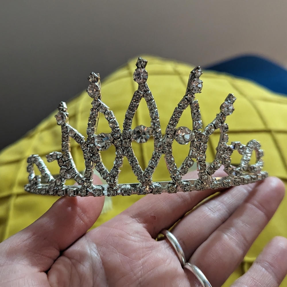Silver toned rhinestone tiara